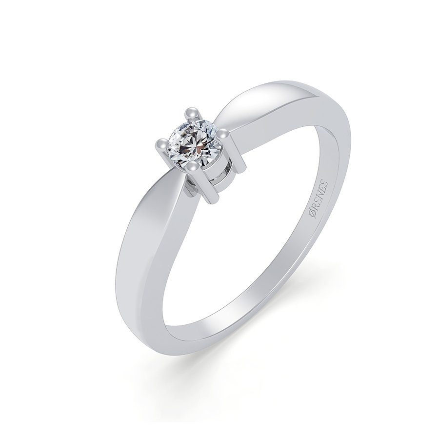 14 Karat Hvidguld Ring med 0,10 Carat Diamant Tilbud