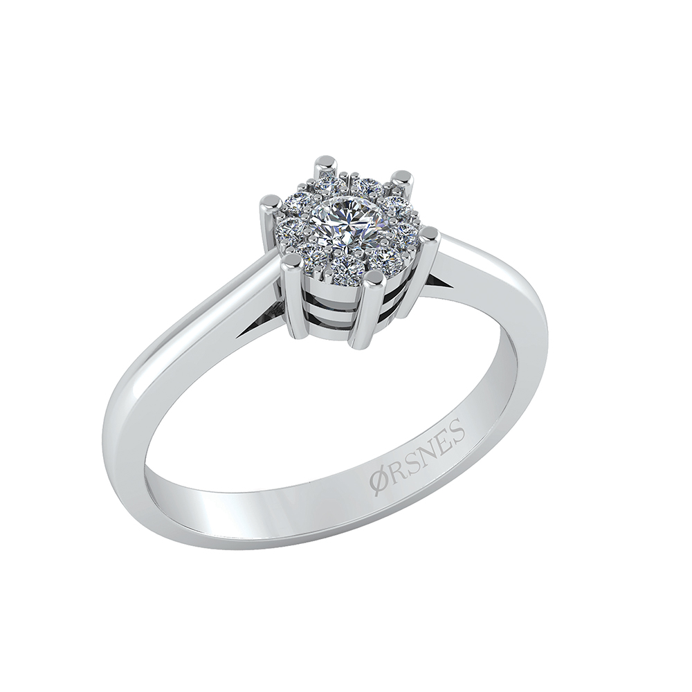 14 Karat Hvidguld Ring med 0,19 Carat Diamanter på tilbud