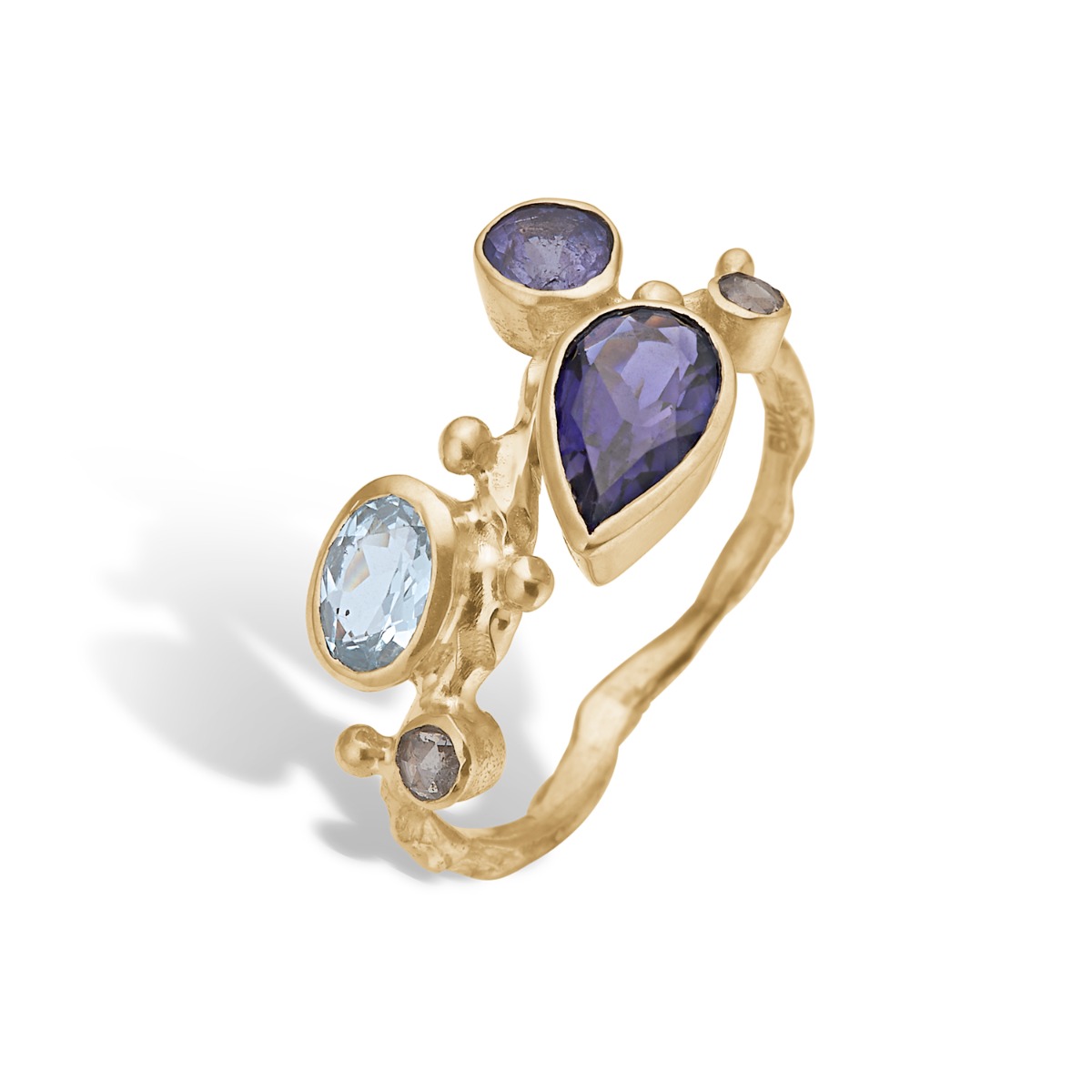Zenith Sky 14 Karat Guld Ring med Sten og Diamant 0,06 ct