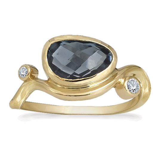 Aftenstjerne 14 Karat Guld Ring med Topas - Eksklusiv Design