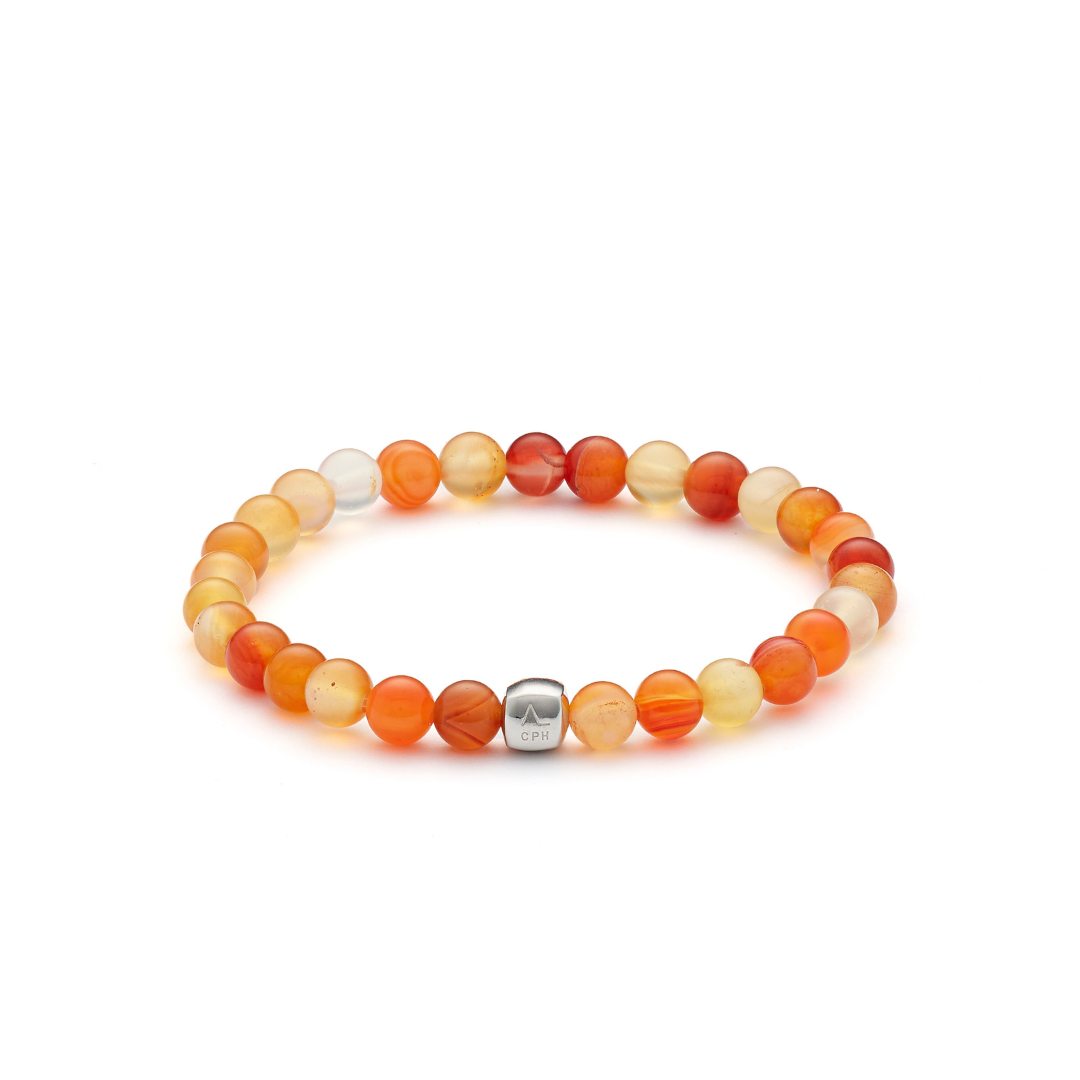 Colorup Carnelian Herrearmbånd i Sterling Sølv med Silikone