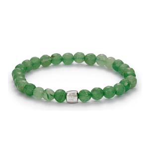 Colorup Aventurine Sølv Herrearmbånd med Silikonesnor