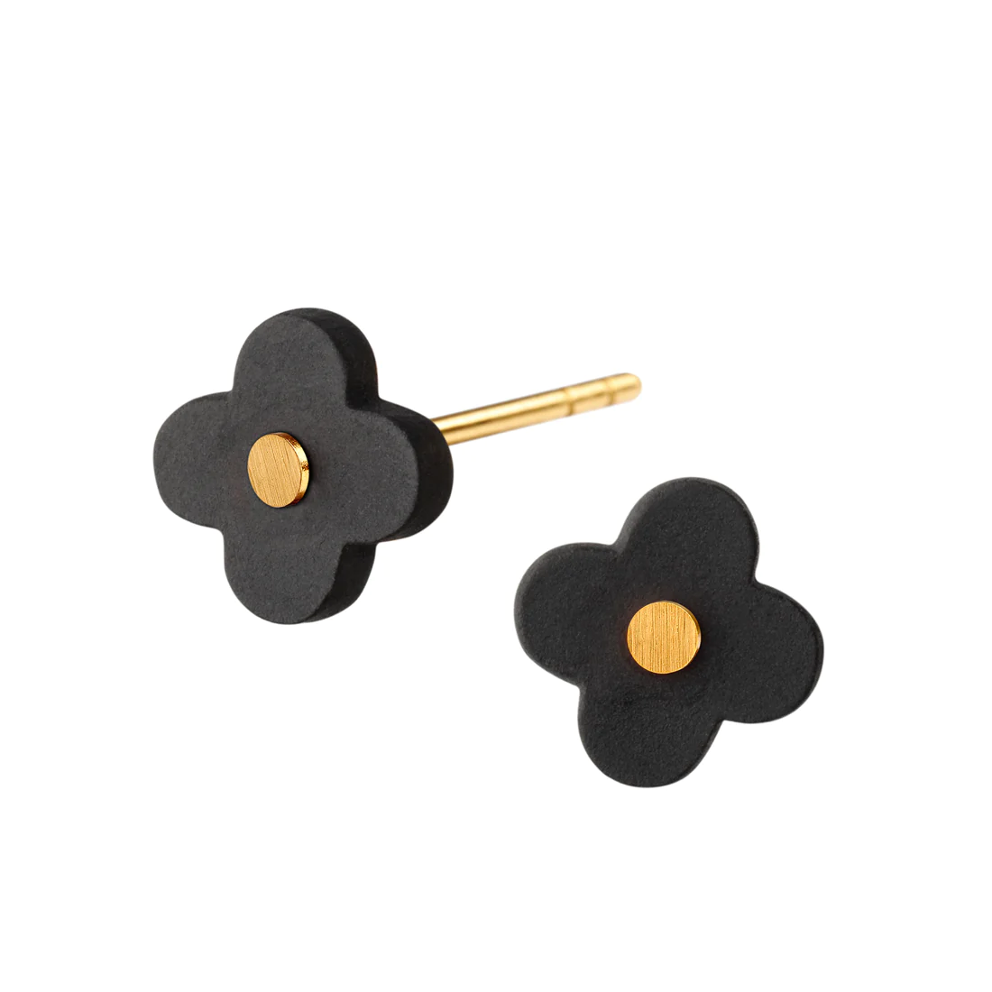 Aura Black Gold Forgyldt Sølv Ørestikker med Porcelæn