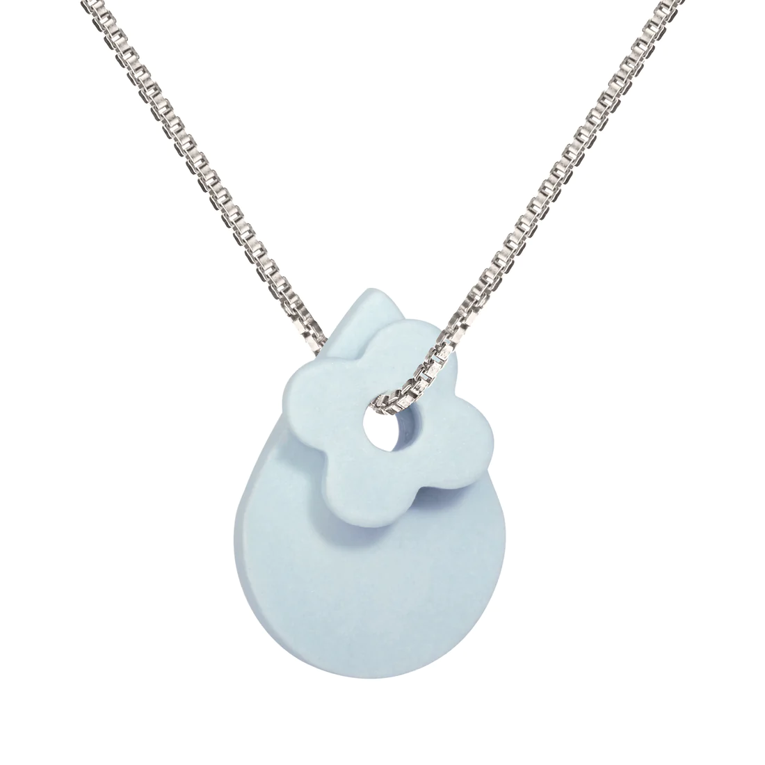 Aura Cloud Blue Sølv Halskæde med Porcelæn fra Scherning