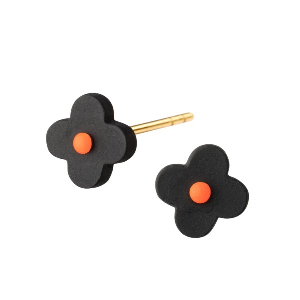 Aura Black Neon Orange Forgyldt Sølv Ørestikker på Tilbud