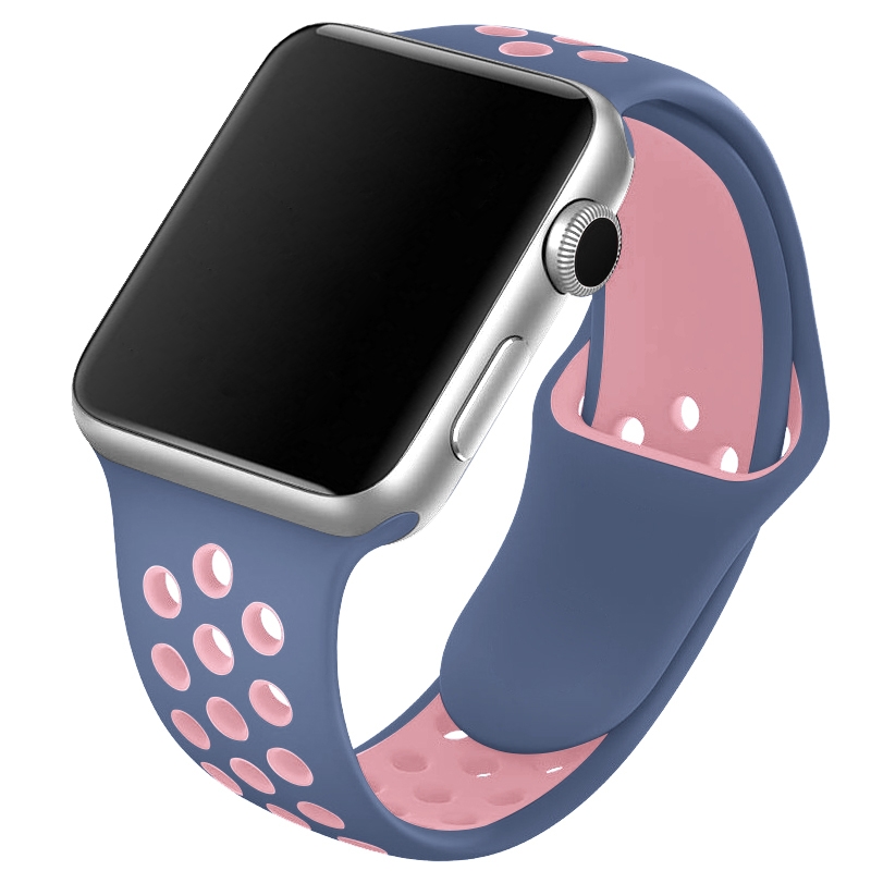 CarluA Apple Watch Blå & Pink Silikone Rem - Sportsdesign