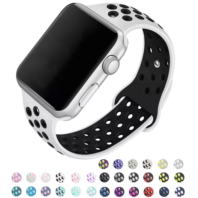 CarluA Apple Watch Hvid Silikone Rem - Sporty Design