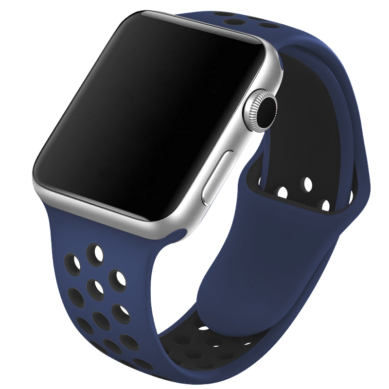 CarluA Apple Watch Rem i Mørkeblå og Sort Silikone