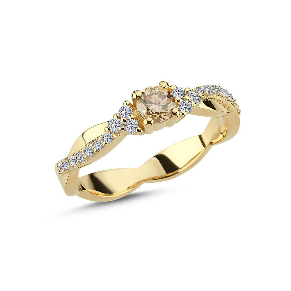 Champagne Ring i 14 Karat Guld med 0,41 Carat Diamanter