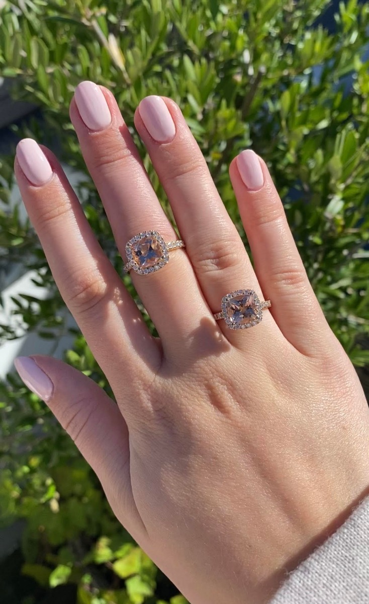 14 Karat Guld Ring med Morganit og Diamanter 0,51 Carat