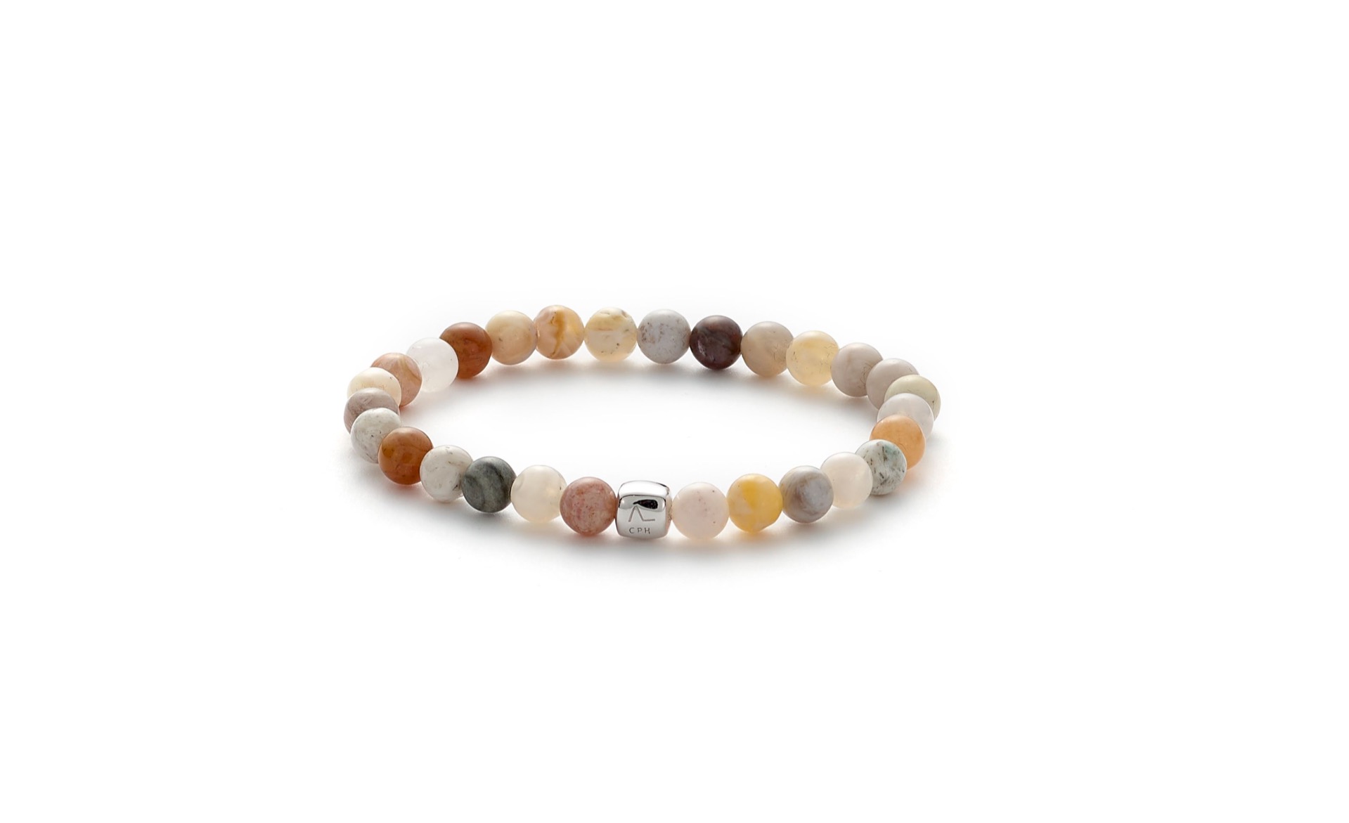 Colorup Bamboo Leaf Sølv Armbånd til Mænd med Silikone