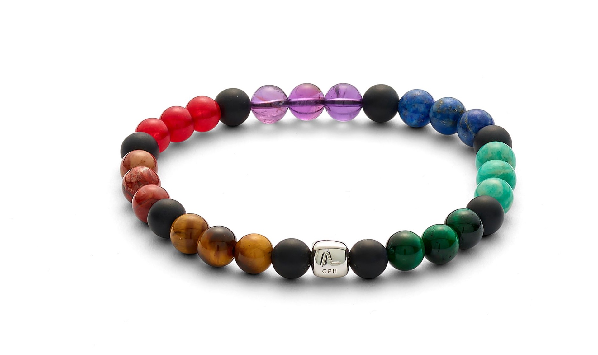 Colorup Chakra Herrearmbånd i Sterling Sølv med Sten
