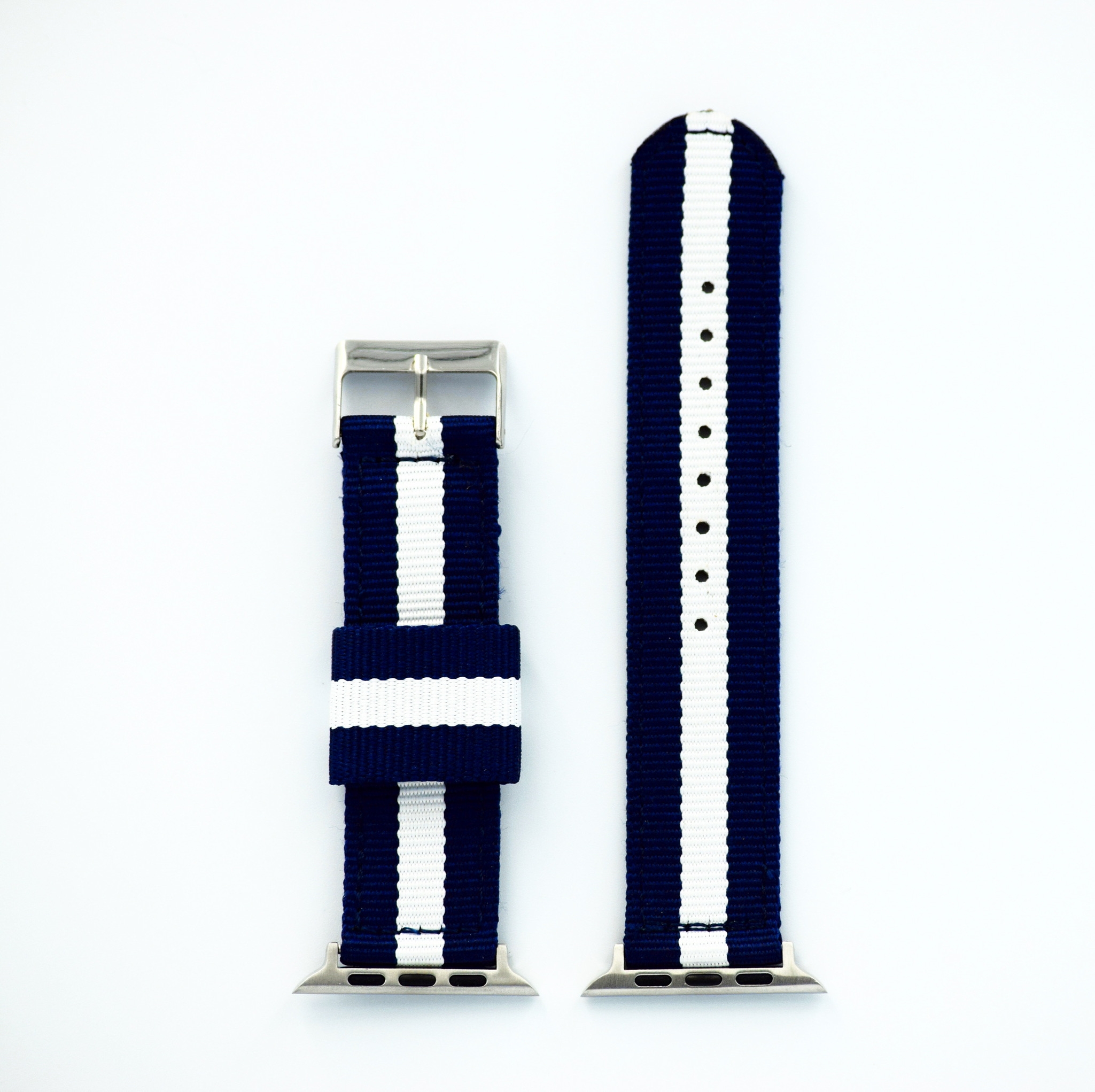 Blå Hvid Nylon Sportsrem til Apple Watch - Tilbud!