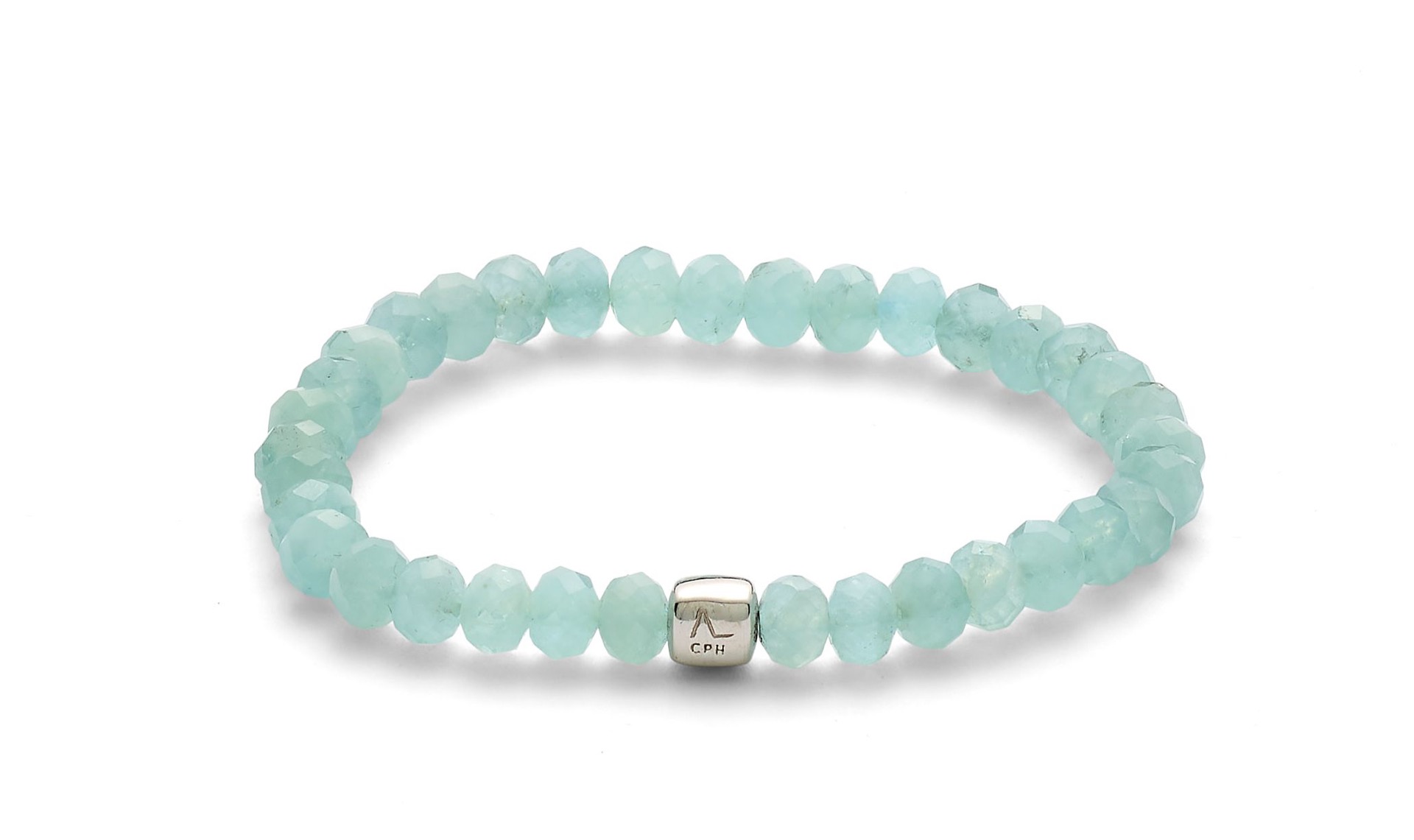 Akvamarine Rondelle Herrearmbånd i Sterling Sølv
