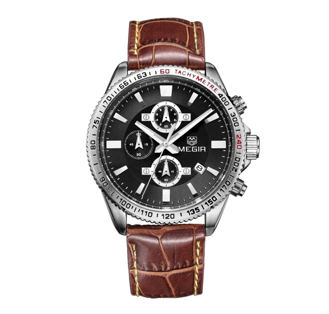 Elegant Megir Tachymeter Silver - Lagersalg!