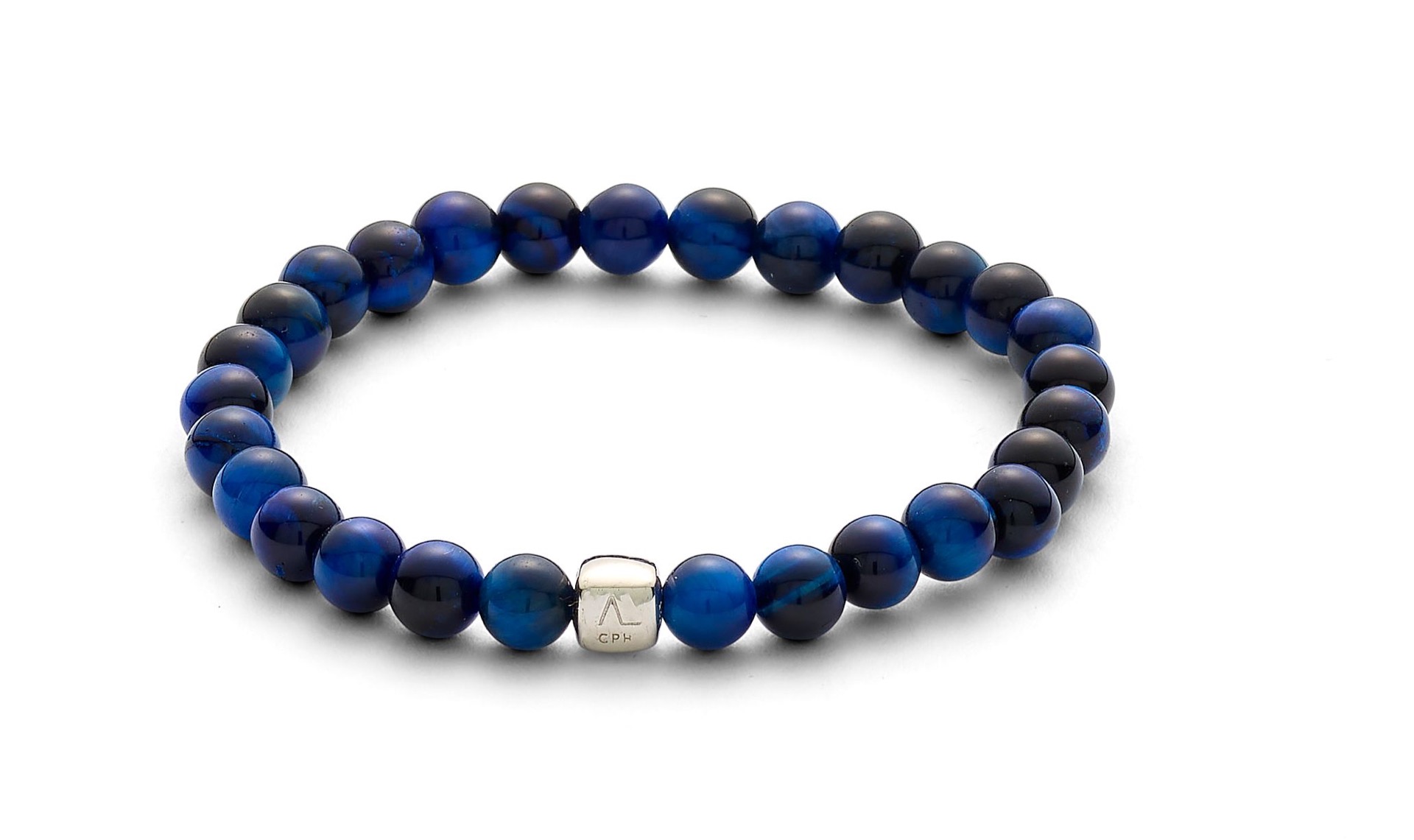 Colorup Blå Tigerøje Herrearmbånd i Sterling Sølv