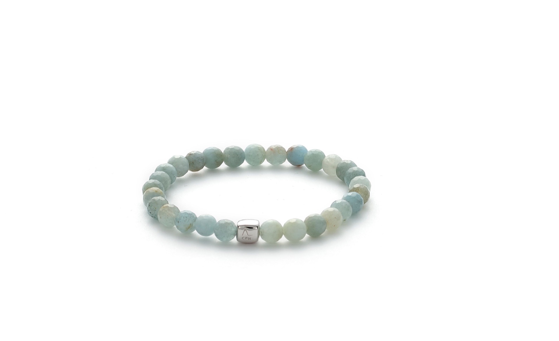 Colorup Aquamarine Sølv Herrearmbånd med Silikonesnor