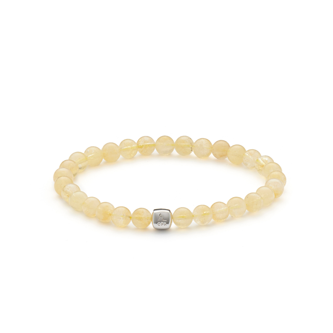 Colorup Citrine Herrearmbånd i Sølv med Silikonesnor