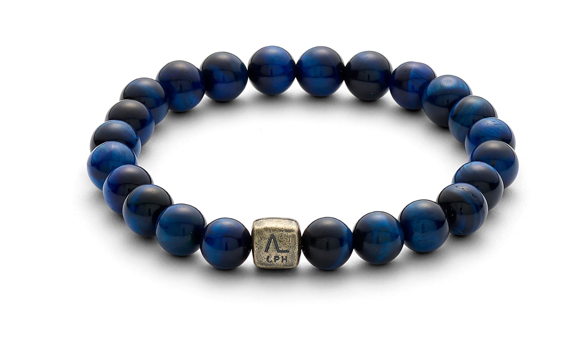 Colorup Blue Tiger Eye Herrearmbånd med Silikonesnor